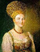 Ivan Argunov Portrait of an Unknown Woman in Russian Costume oil painting